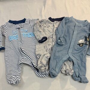Carter's - Set of 3 Striped and Patterned Baby Footies/Sleepers